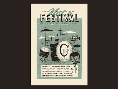 Gigposter Not A Festival drum gigposter illustration music poster screenprint silkscreen