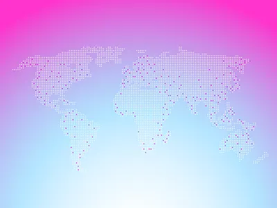 Points of Business Around the World blue gradients pink points world