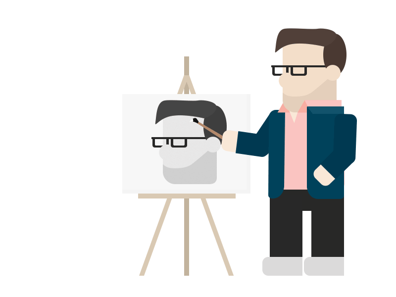 Self-Portrait animation characters design flat gif minimal portrait