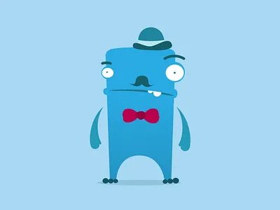 Dandy Fret blue branding character illustration
