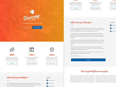 Barcamp Southampton conference event flat gradient homepage one page ui website