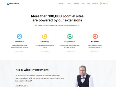 Redesign Stackideas.com's Homepage clear homepage html joomla extension redesign stackideas