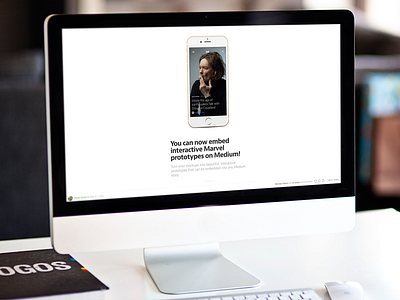 Embed prototypes onto Medium, Squarespace and more dashboard ios app marvel projects thumbnails ui web