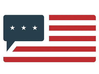Patriots Voice flag text bubble voice