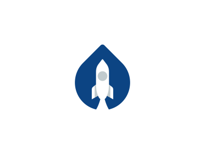 Rocket + Ink Drop Logo Design brand branding design drop icon identity ink logo negative printing rocket space