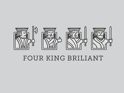 Four King Brilliant Logo cards clubs comedy diamonds four funny hearts king playing cards royalty spades