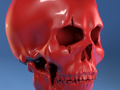 Skull with classic lightning blue c4d light red skull