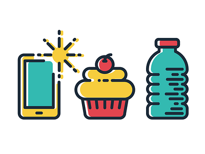 Goody Bag Icons bag cupcake goody icons selfie water