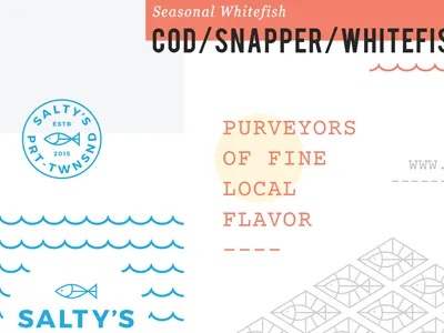 Salty Elements branding cod fish flavor icons logo pattern salt