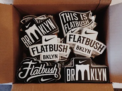 Flatbush Nike Stickers brooklyn brooklyn bridge diecut flatbush handlettered identity mark nike sticker
