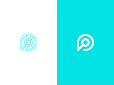 Pin searching blue construction grid icon identity location logo mark pin search simple