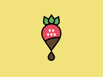 Strawberry chocolate designadet icon illustration strawberry