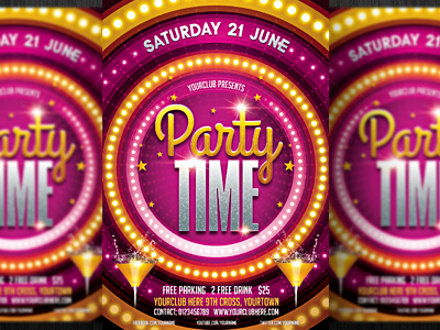Party Time Flyer anniversary beach party birthday party flyer card club cocktail cocktail party concert entertainment event flyer invitation