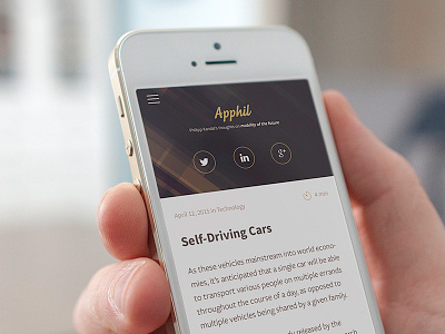 Design for a Blog about the future of transport app blog design iphone mobile readable