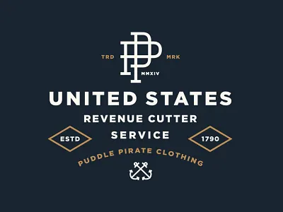U.S. Revenue Cutter Service anchor apparel branding lockup logo monogram nautical sea shirt typography usa vintage
