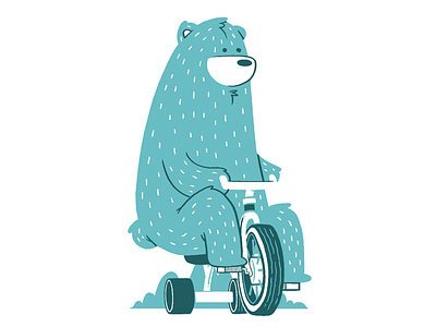 Bear on tricycle baby bear forest furry gig poster illustration kids kitchener silkscreen toronto tricycle wip