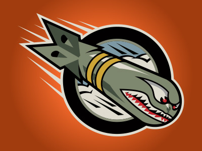 Bombers Logo angry bomb face falling screaming sky wwii