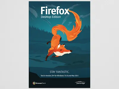 Firefox testing awareness poster browserstack fire firefox fox night poster woods