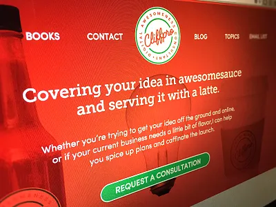 Cliffpro DAC Homepage (WIP) awesomesauce branding consulting green homepage latte red web design
