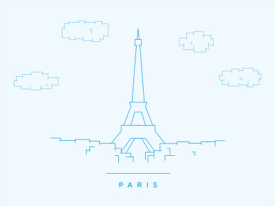 Paris Sketch blue clouds eiffel illustration paris tower