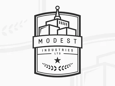 Modest Industries Ltd. badge banner branding buildings identity industries logo ltd modest modest industries peace star