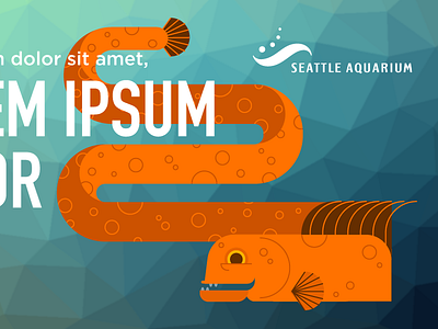 Seattle Aquarium Wolf Eel—Reject animal cartoon charley harper fish illustration marine museum non profit simple underwater vector zoo