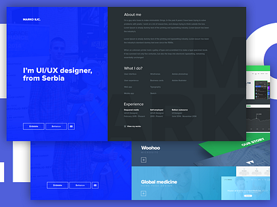 Personal site blue flat minimal personal portfolio simple site ui web website