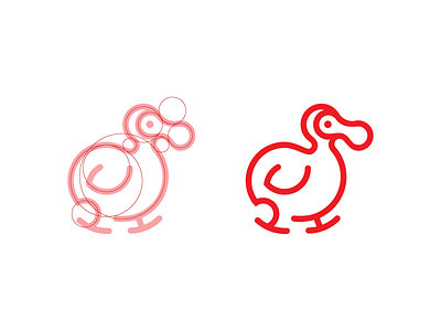 Dodo animal bird circle dodo grid logo outline