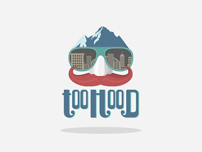 Portland view of Mt. Hood flat illustration portland retro typography