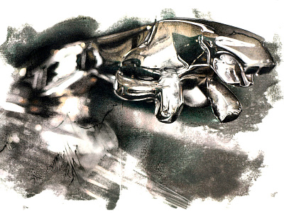 Jumping Jag chrome classic car coloured pencils detail drawing jaguar vintage vintage art