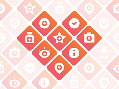 Icon Pattern camera circle eye flat heart icons info pattern pills pin star tick