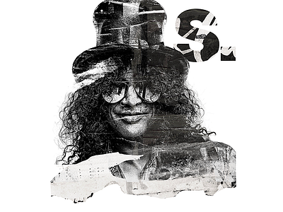 Slash guitar guns guns n roses illustration rock rockstar slash
