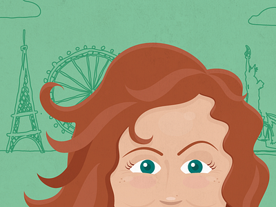 Julie book cover face ginger green hair paris red sketch woman