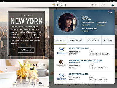 Hilton Vacation concept hilton ipad mobile new york photoshop ui