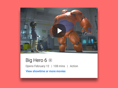 Movie card aviate big hero6 card media mobile movie player ui ux