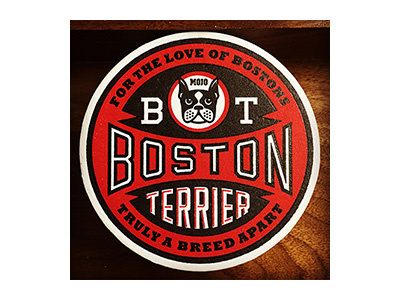 Boston Terrier Coaster boston terrier dog head icon lettering letterpress logo typography