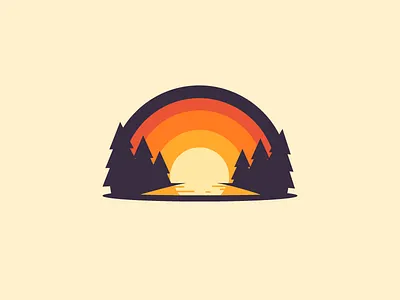 Bite Size Sunset badge emblem illustration logo sun sunset thick lines