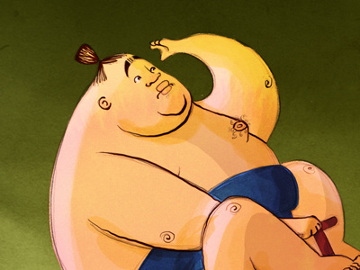 A little bit of a big something new... asian character fat heavy illustration illustrator japanese looking man seesaw sumo wrestler