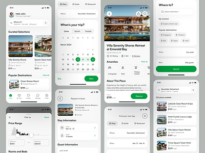 Hotel Booking App app design booking app clean design hotel app hotel booking app hotel booking ui minimal design mobile travel and hotel booking travel app