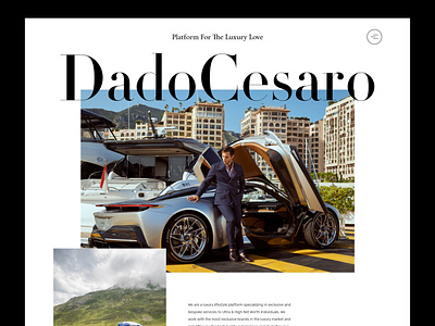 Dado Cesaro | Luxury Management automobile industry car header car landing car website dado cesaro davide cesaro hero hero section landing landing page lifestyle luxury car landing luxury car website luxury lifestyle portfolio page ui web design website design