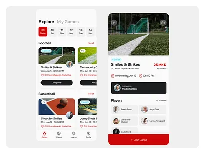 Kick Off | Mobile App Concept app design mobile app mobile app design mobile ui mobile ui design sport app sport ui app sports app sports app ui sports booking app sports mobile app ui app design ui design