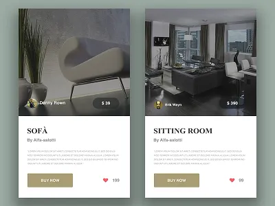 Furniture Widget clean design flat mobile modern product ui user interface ux
