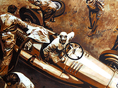 Tire Change car race classic car old painting race rust vintage vintage art
