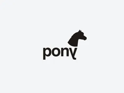 Pony bw horse logo typography