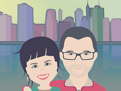 Portrait city color couple portrait vector