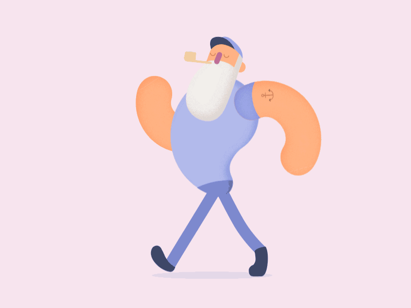 Sailor Walk Animation animation beard character flat gif pipe sailor walk walk cycle