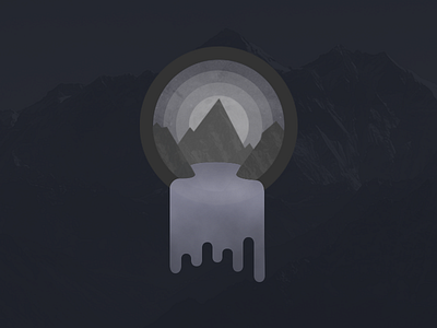 Mountain Oasis badge icon illustration mountain night scene