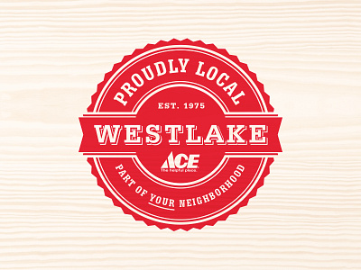 Proudly Local Seal ace badge hardware local logo red seal wood