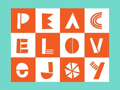Peace Love Joy hand type holiday joy letters love peace stationery typography