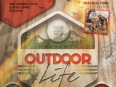 Vintage Outdoor Hunting Poster Template adventure aged climbing clouds distressed evergreen getstronghold great outdoors grunge hike hiking hunting